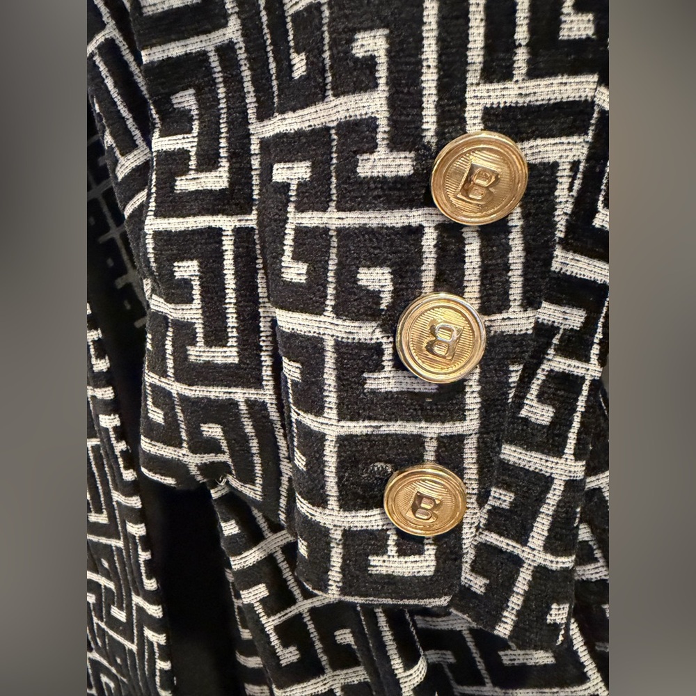Balmain Black and White Patterned Jacket - image 5